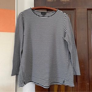 J. Jill Wearever Collection Striped Knit Top Tunic Medium Petite Rayon Spandex